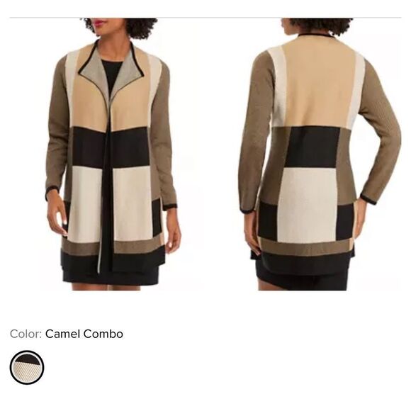 Kasper Sweaters - Kasper Geometric Midi Cardigan size L